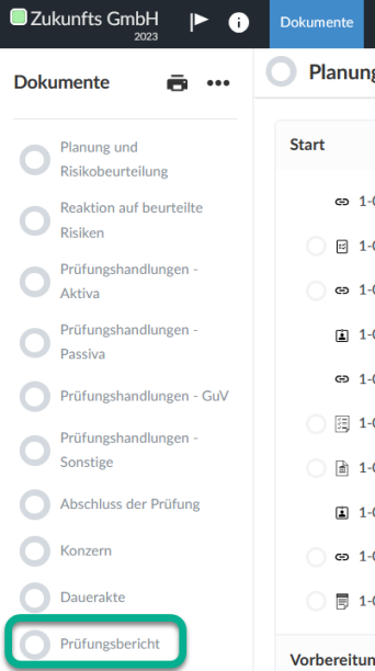 Eintrag Prüfungsbericht