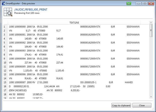 Preview with output formatting