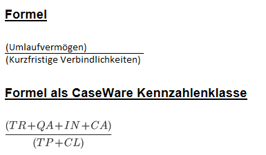 Die Formel für Liquiditätskennzahlen L1.