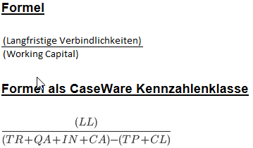 Die Formel für Liquiditätskennzahlen L8.