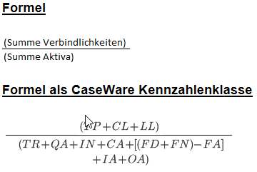 Die Formel für Liquiditätskennzahlen C1.